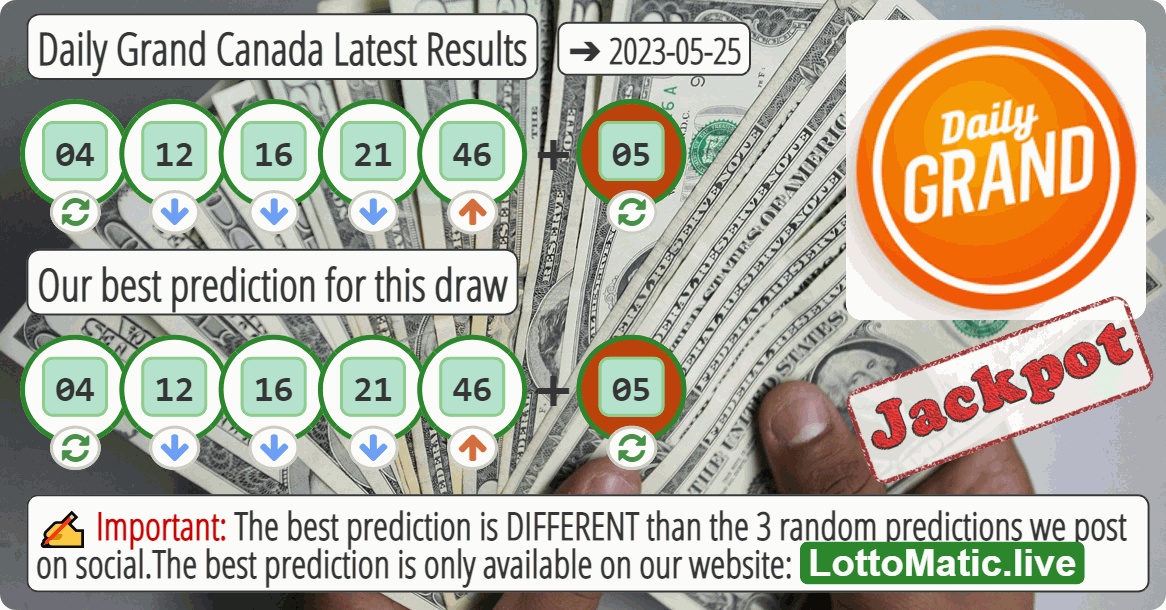 Daily Grand Canada results drawn on 2023-05-25