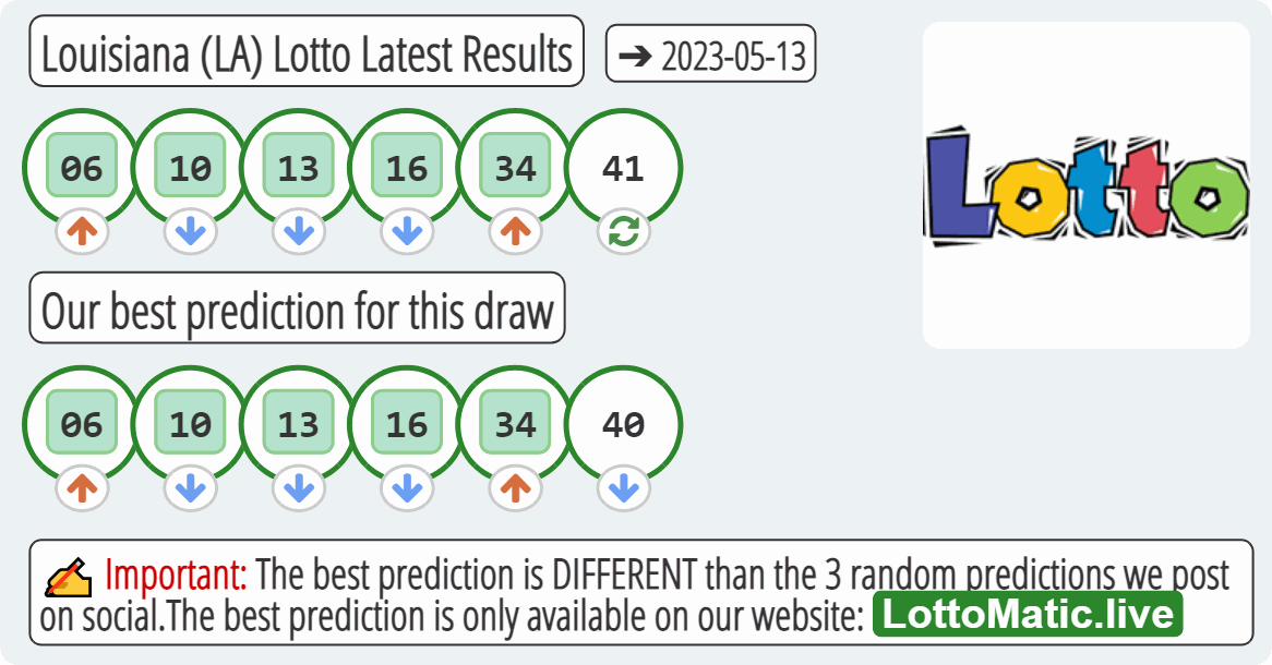 Louisiana (LA) lottery results drawn on 2023-05-13