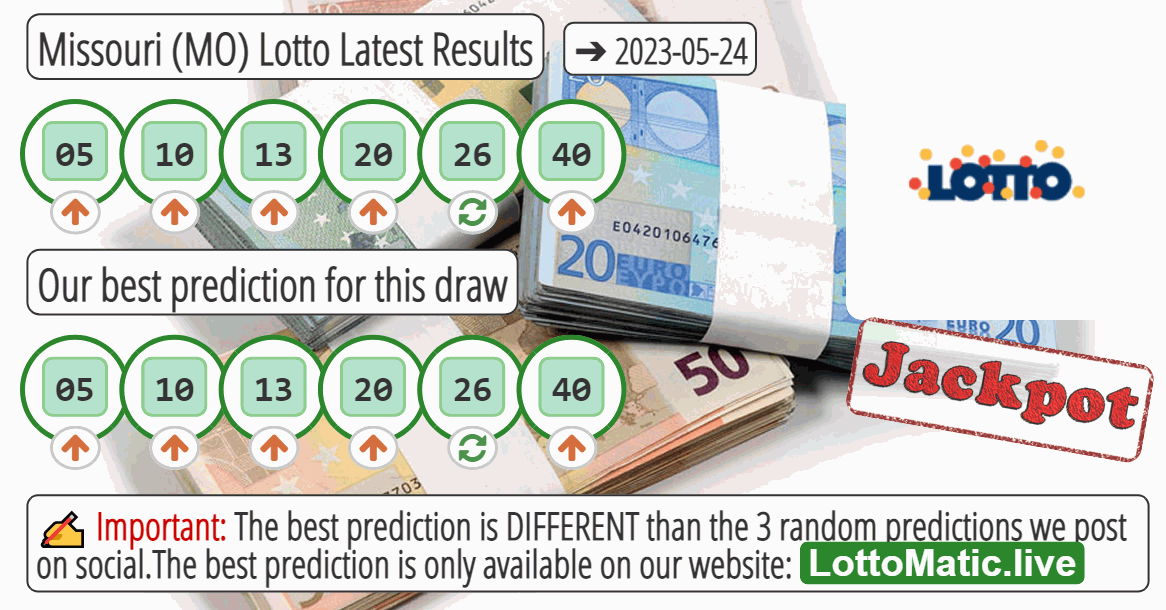 Missouri (MO) lottery results drawn on 2023-05-24