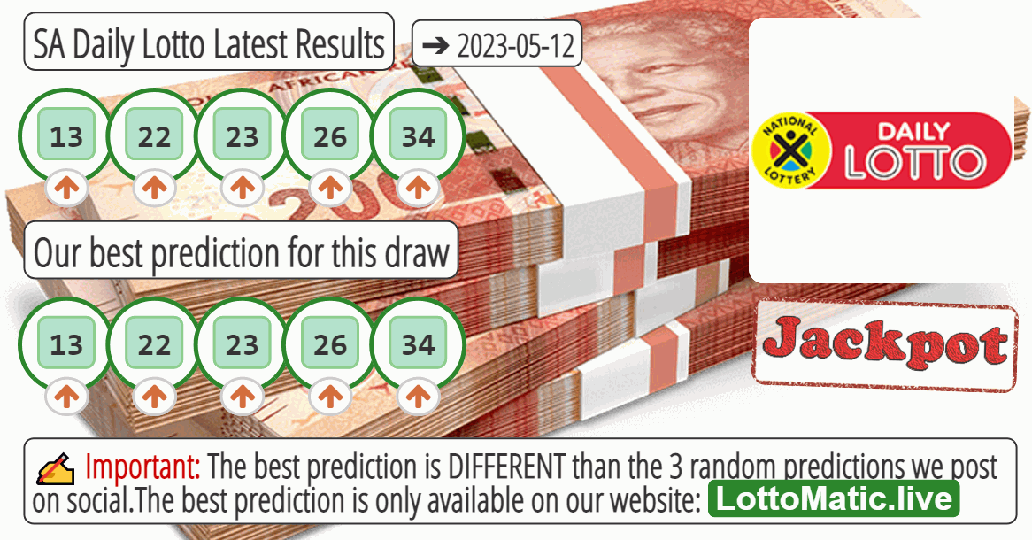 SA Daily Lotto results drawn on 2023-05-12