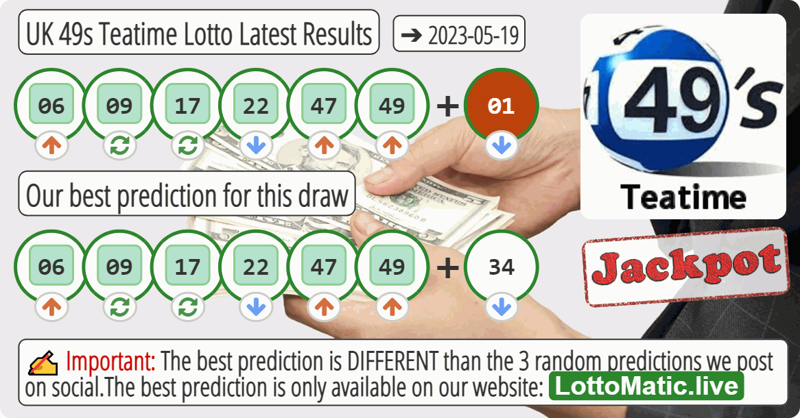UK 49s Teatime results drawn on 2023-05-19