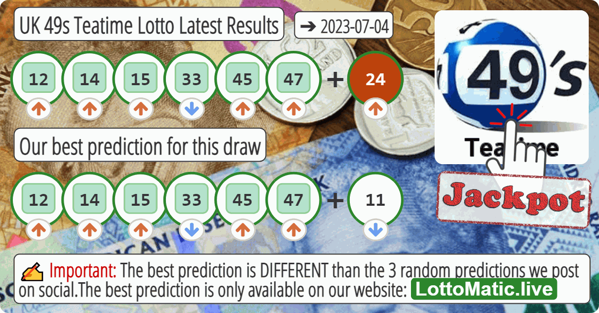 UK 49s Teatime results drawn on 2023-07-04